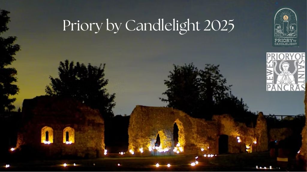 Lewes Priory of Saint Pancras bathed in candlelight